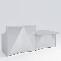 ALPA Straight Reception Desk with Silver Glass Front & Left Low Level Section W2456xD1200xH1100mm ALPA Straight Reception Desk with Silver Glass Front & Left Low Level Section W2456xD1200xH1100mm