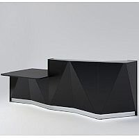 ALPA Straight Reception Desk with Black Glass Front & Right Low Level Section W3034xD1200xH1100mm ALPA Straight Reception Desk with Black Glass Front & Right Low Level Section W3034xD1200xH1100mm