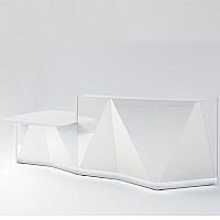 ALPA Straight Reception Desk with White Glass Front & Right Low Level Section W3034xD1200xH1100mm ALPA Straight Reception Desk with White Glass Front & Right Low Level Section W3034xD1200xH1100mm