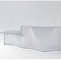 ALPA Straight Reception Desk with Silver Glass Front & Right Low Level Section W3034xD1200xH1100mm ALPA Straight Reception Desk with Silver Glass Front & Right Low Level Section W3034xD1200xH1100mm
