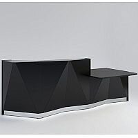 ALPA Straight Reception Desk with Black Glass Front & Left Low Level Section W3034xD1200xH1100mm ALPA Straight Reception Desk with Black Glass Front & Left Low Level Section W3034xD1200xH1100mm
