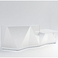 ALPA Straight Reception Desk with White Glass Front & Left Low Level Section W3034xD1200xH1100mm ALPA Straight Reception Desk with White Glass Front & Left Low Level Section W3034xD1200xH1100mm