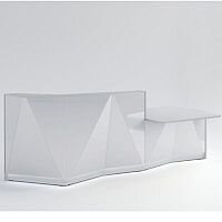 ALPA Straight Reception Desk with Silver Glass Front & Left Low Level Section W3034xD1200xH1100mm ALPA Straight Reception Desk with Silver Glass Front & Left Low Level Section W3034xD1200xH1100mm
