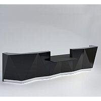 ALPA Straight Reception Desk with Black Glass Front & Central Low Level Section W4813xD1200xH1100mm ALPA Straight Reception Desk with Black Glass Front & Central Low Level Section W4813xD1200xH1100mm