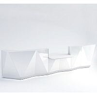 ALPA Straight Reception Desk with White Glass Front & Central Low Level Section W4813xD1200xH1100mm ALPA Straight Reception Desk with White Glass Front & Central Low Level Section W4813xD1200xH1100mm