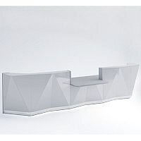 ALPA Straight Reception Desk with Silver Glass Front & Central Low Level Section W4813xD1200xH1100mm ALPA Straight Reception Desk with Silver Glass Front & Central Low Level Section W4813xD1200xH1100mm