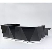 ALPA U Shaped Reception Desk with Black Glass Front & Left Low Level Section W4069xD3135xH1100mm ALPA U Shaped Reception Desk with Black Glass Front & Left Low Level Section W4069xD3135xH1100mm