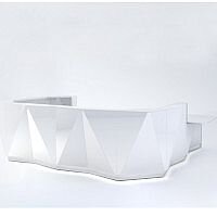 ALPA U Shaped Reception Desk with White Glass Front & Left Low Level Section W4069xD3135xH1100mm ALPA U Shaped Reception Desk with White Glass Front & Left Low Level Section W4069xD3135xH1100mm