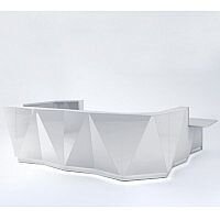 ALPA U Shaped Reception Desk with Silver Glass Front & Left Low Level Section W4069xD3135xH1100mm ALPA U Shaped Reception Desk with Silver Glass Front & Left Low Level Section W4069xD3135xH1100mm