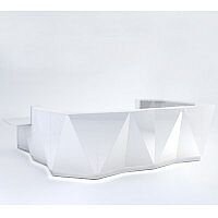 ALPA U Shaped Reception Desk with White Glass Front & Right Low Level Section W4069xD3135xH1100mm ALPA U Shaped Reception Desk with White Glass Front & Right Low Level Section W4069xD3135xH1100mm