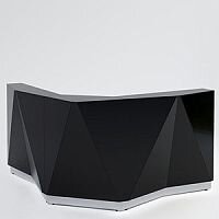 ALPA Curved Reception Desk with Black Glass Front W1907xD1907xH1100mm ALPA Curved Reception Desk with Black Glass Front W1907xD1907xH1100mm