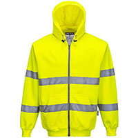 Portwest B305 Hi-Vis Zipped Hoodie Yellow Size XS Regular Fit