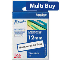 Brother P-Touch TZe-231S Labelling Tape, 12mm x 4m, Black on White - High-Quality Laminated Labels