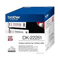 Brother DK-22251 Continuous Paper Label Roll Black and Red on White 62mm