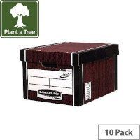 Bankers Box by Fellowes Premium 725 A4/Foolscap Classic Storage Box Woodgrain Pack of 10