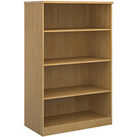 Deluxe bookcase 1600mm high with 3 shelves - oak