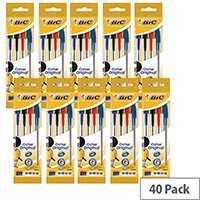 Bic Assorted Cristal Medium Ball Point 4 Pen Pouch (Pack of 10) 8308621 Bic Assorted Cristal Medium Ball Point 4 Pen Pouch (Pack of 10) 8308621
