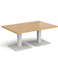 Brescia Rectangular Oak Coffee Table with Flat Square White Base w1200xd800mm