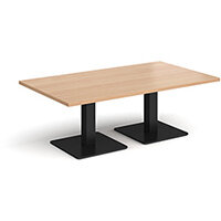Brescia Rectangular Beech Coffee Table with Flat Square Black Base w1400xd800mm