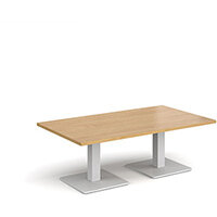 Brescia Rectangular Oak Coffee Table with Flat Square White Base w1400xd800mm