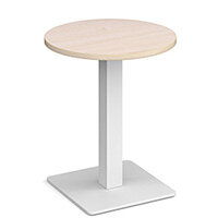 Brescia Circular 600mm Dining Table Maple with Flat Square White Base Brescia Circular 600mm Dining Table Maple with Flat Square White Base