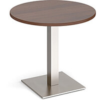 Brescia Circular 800mm Dining Table Walnut with Flat Square Brushed Steel Base Brescia Circular 800mm Dining Table Walnut with Flat Square Brushed Steel Base