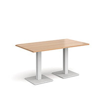 Brescia Rectangular Beech Dining Table with Flat Square White Base w1400xd800mm