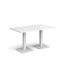 Brescia Rectangular White Dining Table with Flat Square White Base w1400xd800mm