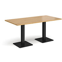 Brescia Rectangular Oak Dining Table with Flat Square Black Base w1600xd800mm