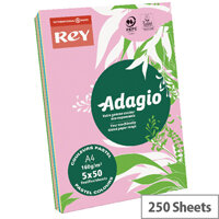Adagio Assorted Pastel A4 Card Paper 160gsm Pack of 250 Adagio Assorted Pastel A4 Card Paper 160gsm Pack of 250