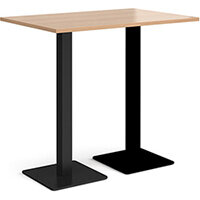 Brescia Rectangular Beech Poseur Table with Flat Square Black Base w1200xd800mm
