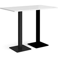 Brescia Rectangular White Poseur Table with Flat Square Black Base w1400xd800mm