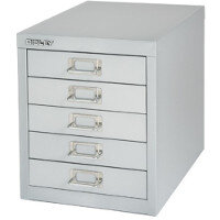 Bisley Multi-Drawer Cabinet 12 inches 5 Drawer Non-Locking Silver 12/5 Bisley Multi-Drawer Cabinet 12 inches 5 Drawer Non-Locking Silver 12/5