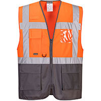 Portwest C476 Warsaw Hi-Vis Contrast Executive Vest Orange/Grey Size XXXL Y Fit
