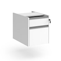 Contract 2 Drawer Fixed Pedestal With Silver Finger Pull Handles - White Contract 2 Drawer Fixed Pedestal With Silver Finger Pull Handles - White