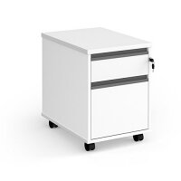 Contract 2 Drawer Mobile Pedestal With Graphite Finger Pull Handles - White Contract 2 Drawer Mobile Pedestal With Graphite Finger Pull Handles - White