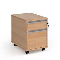Contract 2 Drawer Mobile Pedestal With Silver Finger Pull Handles - Beech Contract 2 Drawer Mobile Pedestal With Silver Finger Pull Handles - Beech