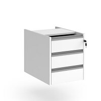 Contract 3 Drawer Fixed Pedestal With Silver Finger Pull Handles - White