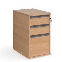 Contract 3 Drawer Desk High Pedestal 600Mm Deep With Graphite Finger Pull Handles - Beech Contract 3 Drawer Desk High Pedestal 600Mm Deep With Graphite Finger Pull Handles - Beech