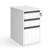 Contract 3 Drawer Desk High Pedestal 600Mm Deep With Graphite Finger Pull Handles - White Contract 3 Drawer Desk High Pedestal 600Mm Deep With Graphite Finger Pull Handles - White