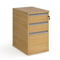 Contract 3 Drawer Desk High Pedestal 600Mm Deep With Graphite Finger Pull Handles - Oak Contract 3 Drawer Desk High Pedestal 600Mm Deep With Graphite Finger Pull Handles - Oak