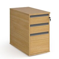 Contract 3 Drawer Desk High Pedestal 800Mm Deep With Graphite Finger Pull Handles - Oak Contract 3 Drawer Desk High Pedestal 800Mm Deep With Graphite Finger Pull Handles - Oak