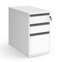 Contract 3 Drawer Desk High Pedestal 800Mm Deep With Graphite Finger Pull Handles - White Contract 3 Drawer Desk High Pedestal 800Mm Deep With Graphite Finger Pull Handles - White