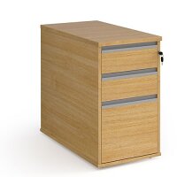 Contract 3 Drawer Desk High Pedestal 800Mm Deep With Graphite Finger Pull Handles - Oak Contract 3 Drawer Desk High Pedestal 800Mm Deep With Graphite Finger Pull Handles - Oak
