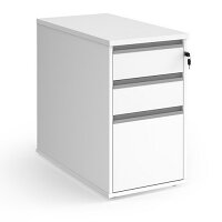 Contract 3 Drawer Desk High Pedestal 800Mm Deep With Graphite Finger Pull Handles - White Contract 3 Drawer Desk High Pedestal 800Mm Deep With Graphite Finger Pull Handles - White