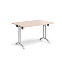 Rectangular folding leg table with silver legs and curved foot rails 1200mm x 800mm - maple Rectangular folding leg table with silver legs and curved foot rails 1200mm x 800mm - maple