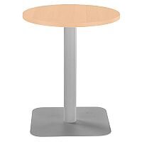 ONE Circular 600mm Cafe & Bistro Table Beech With Silver Square Base ONE Circular 600mm Cafe & Bistro Table Beech With Silver Square Base
