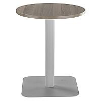 ONE Circular 600mm Cafe & Bistro Table Dark Walnut With Silver Square Base ONE Circular 600mm Cafe & Bistro Table Dark Walnut With Silver Square Base