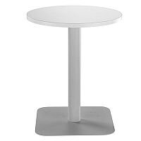 ONE Circular 600mm Cafe & Bistro Table White With Silver Square Base ONE Circular 600mm Cafe & Bistro Table White With Silver Square Base