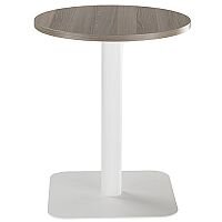 ONE Circular 600mm Cafe & Bistro Table Dark Walnut With White Square Base ONE Circular 600mm Cafe & Bistro Table Dark Walnut With White Square Base